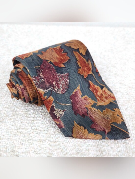 Eddie Bauer Other - Eddie Bauer Silk Tie Fall Leaves Foliage Leaf Hand Sewn USA 62" x 4"